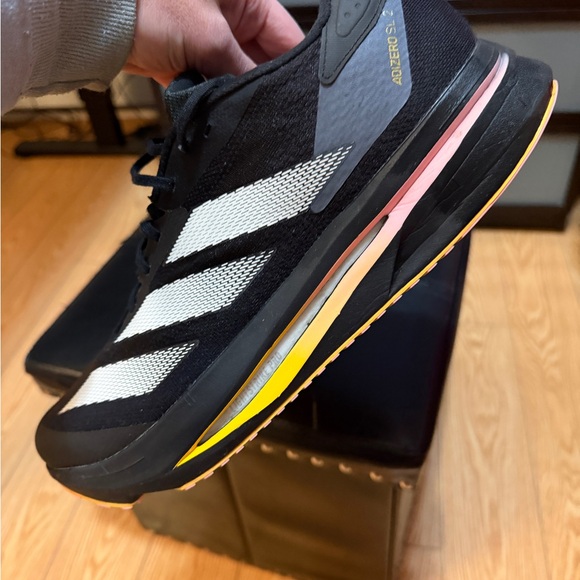 Adidas Black and White Sneakers with Yellow Detail main image 5